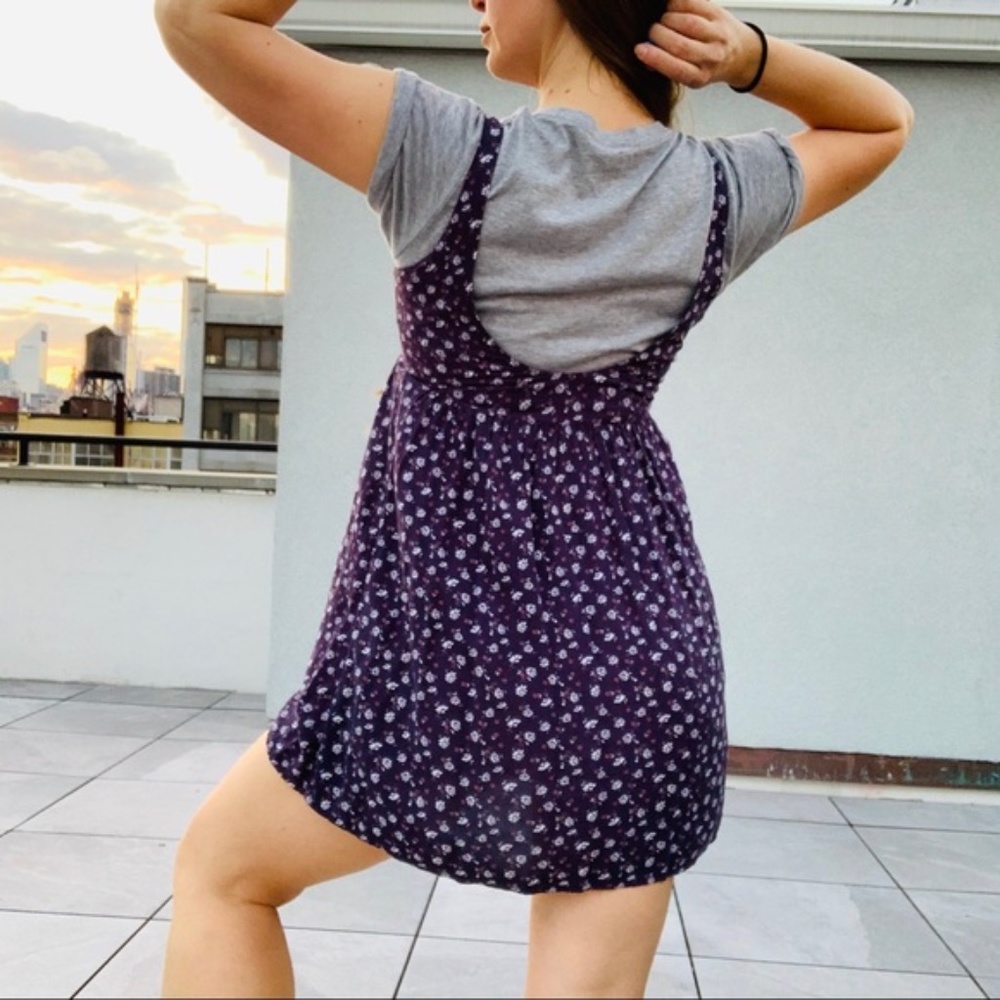Abercrombie & Fitch Floral Ditsy Denim Tank Pinafore Dress